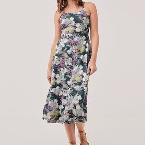 Pact Apparel Fit and Flair Floral Midi Dress